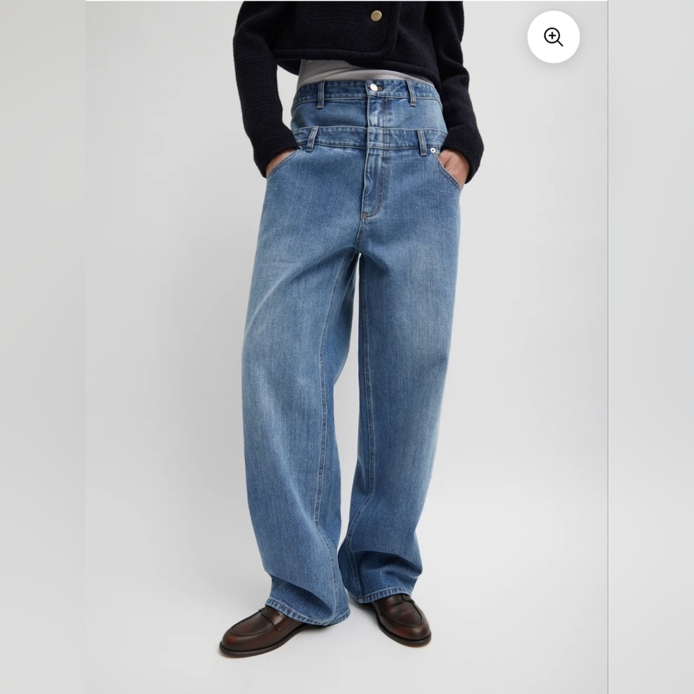 SOLD -Tibi Double Waisted Slouchy Carpenter Jean - Classic Wash